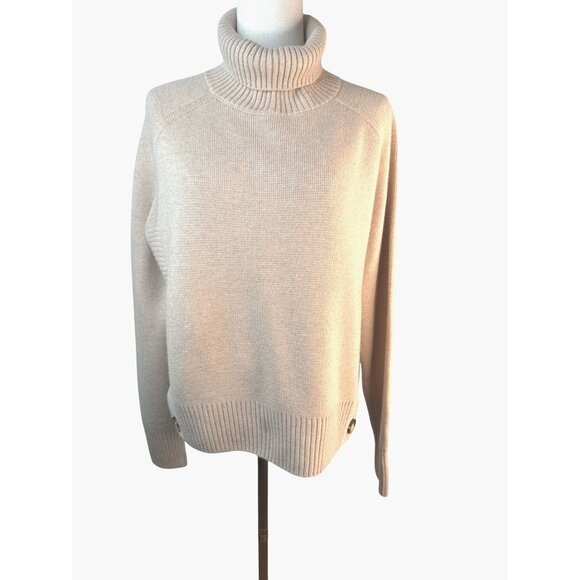 Tara Jarmon Medium Beige Merino Wool Blend Turtleneck Sweater - Picture 1 of 16